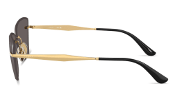 Shop Vogue Eyewear Engraved Logo Rimless Cat-Eye Sunglasses in Gold online.