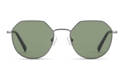 Shop TRICE Logo Irregular Sunglasses in Dark Gunmetal/Dark Green online.