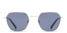 Shop TRICE Logo Irregular Sunglasses in Silver/Dark Blue online.
