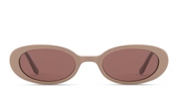 Shop TRICE Logo Oval Sunglasses in Beige/Dark Brown online.