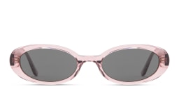 Shop TRICE Logo Oval Sunglasses in Transparent Pink online.
