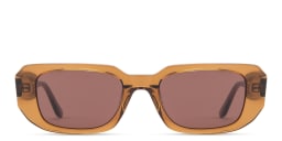 Shop TRICE Logo Rectangle Sunglasses in Transparent Brown online.