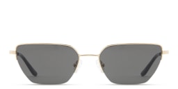 Shop TRICE Engraved Logo Half-Rim Irregular Sunglasses in Gold online.