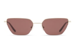 Shop TRICE Engraved Logo Half-Rim Irregular Sunglasses in Light Gold online.