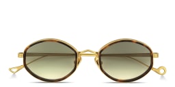 Shop Eyepetizer Naomi Unisex Oval Sunglasses in Havana Gold/Gradient Green online.