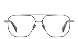 Shop ALL SAINTS Felix Wide Pilot Eyeglasses in Black & Silver online.