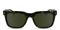 Shop Calvin Klein Logo Signature Rectangle Sunglasses in Tortoise/Solid green online.