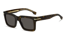 Shop Hugo Boss Logo Signature Rectangle Sunglasses in Havana online.