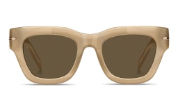 Shop Hugo Boss Square Sunglasses in Beige/Brown online.