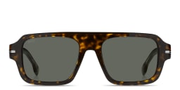 Shop Hugo Boss Logo Signature Rectangle Sunglasses in Havana online.