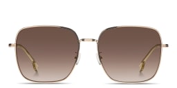 Shop Hugo Boss Logo Signature Square Sunglasses in Rose Gold online.