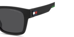 Shop Tommy Hilfiger Logo Square Sunglasses in Matte Black online.