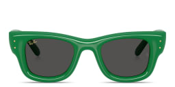 Shop Ray-Ban Wayfarer Puffer Unisex Square Sunglasses in Green/Ultra Black online.