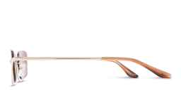 Shop TRICE Engraved Logo Half-Rim Square Sunglasses in Light Gold online.