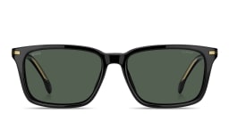 Shop Hugo Boss Clip-On Wide Square Eyeglasses in Black online.