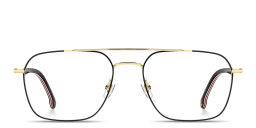 Shop Carrera Logo Signature Wide Square Eyeglasses in Black Gold online.