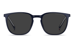 Shop Tommy Hilfiger Flag Square Sunglasses in Blue/Grey online.