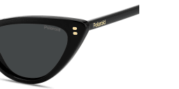 Shop Polaroid Logo Lettering Cat-Eye Sunglasses in Black online.