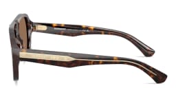 Shop BURBERRY Logo Signature Pilot Sunglasses in Havana online.