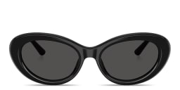 Shop Dolce & Gabbana Engraved Logo Oval Sunglasses in Black online.