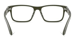 Shop Emporio Armani Logo Signature Rectangle Eyeglasses in Green online.