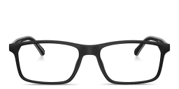 Shop Emporio Armani Eagle Logo Wide Pillow Eyeglasses in Matte Black online.