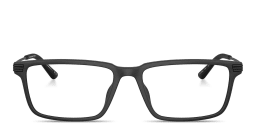 Shop Emporio Armani Eagle Logo Wide Rectangle Eyeglasses in Matte Black online.
