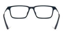 Shop Emporio Armani Eagle Logo Wide Rectangle Eyeglasses in Matte Blue online.
