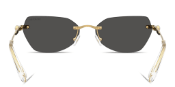 Shop Swarovski Crystal-Embellished Rimless Irregular Sunglasses in Gold online.