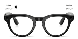 Shop Ray-Ban Meta Headliner Unisex Panthos Sunglasses in Shiny Black/Transitions Graphite Green online.