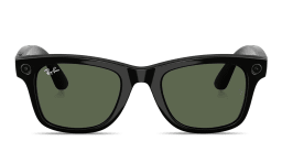 Shop Ray-Ban Meta Wayfarer Unisex Square Sunglasses in Shiny Black/G 15 Green online.