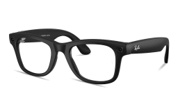 Shop Ray-Ban Meta Wayfarer Unisex Square Eyeglasses With Blue-Violet Light Lenses in Black online.