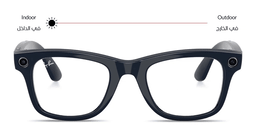 Shop Ray-Ban Meta Wayfarer Transitions® Unisex Square Sunglasses in Shiny Cosmic Blue online.