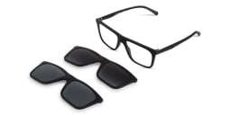 Shop Emporio Armani Clip-On Square Eyeglasses in Black online.