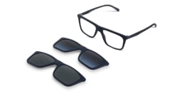 Shop Emporio Armani Clip-On Square Eyeglasses in Blue online.