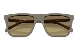 Shop Emporio Armani Clip-On Square Eyeglasses in Beige online.