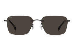Shop Hugo Boss Logo Lettering Rimless Square Sunglasses in Matte Black/Grey online.