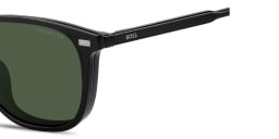 Shop Hugo Boss Clip-On Square Eyeglasses in Black online.
