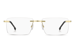 Shop Hugo Boss Logo Signature Wide Rimless Rectangle Eyeglasses in Matte Gold online.