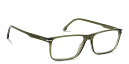 Shop Carrera Logo Lettering Wide Rectangle Eyeglasses in Transparent Military Green online.