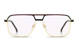 Shop Carrera Logo Signature Wide Square Eyeglasses in Gold Black online.