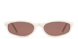 Shop TRICE Gala Irregular Sunglasses in Beige/Dark Brown online.