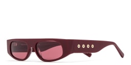 Shop TRICE Luma Irregular Sunglasses in Burgundy online.