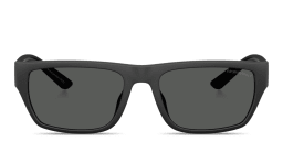 Shop Emporio Armani Embossed Logo Pillow Sunglasses in Rubber Matte Black online.