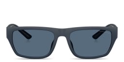 Shop Emporio Armani Embossed Logo Pillow Sunglasses in Rubber Matte Blue/Dark Blue online.