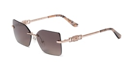 Shop Guess Crystal G Logo Rimless Square Sunglasses in Rose Gold online.