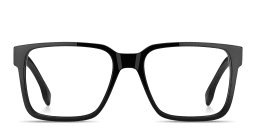 Shop Hugo Boss Logo Lettering Square Eyeglasses in Black online.