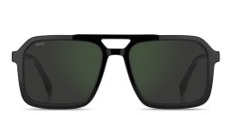 Shop Hugo Boss Logo Lettering Rectangle Sunglasses in Black online.