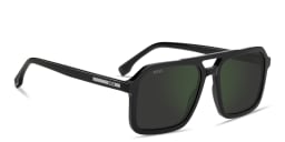 Shop Hugo Boss Logo Lettering Rectangle Sunglasses  in Black online.