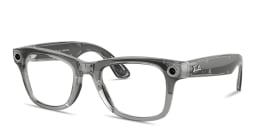 Shop Ray-Ban Meta Wayfarer Transitions® Unisex Square Sunglasses in Shiny Transparent Grey online.